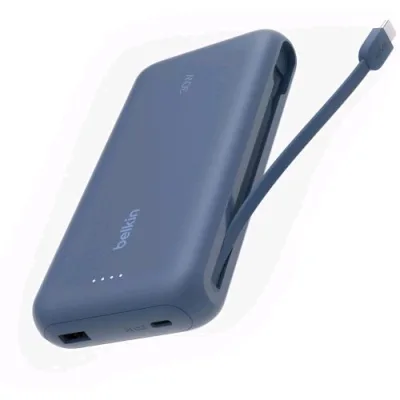 Belkin Power Bank 20.000mAh PD 30 W con Cavo USB-C Integrato Blue