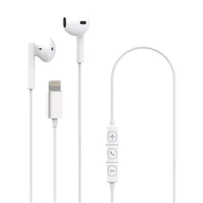 Celly Aucolari Stereo con Connettore Lightning Tasto di Risposta e Controllo Volume su Filo Bianco
