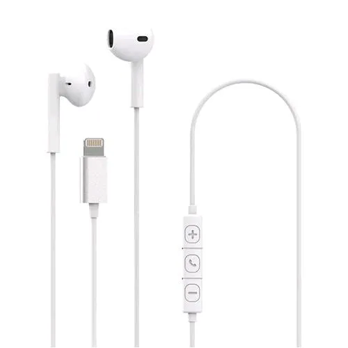 Celly Aucolari Stereo con Connettore Lightning Tasto di Risposta e Controllo Volume su Filo Bianco