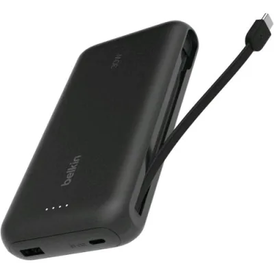 Belkin Power Bank 20.000mAh PD 30 W con Cavo USB-C Integrato Nero