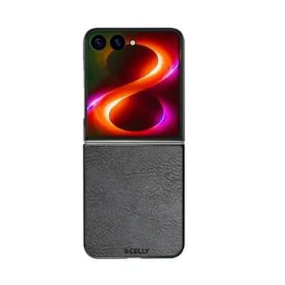 Celly Samsung Galaxy Z Flip 8 Cover in Tpu Composta da Scocca Anteriore e Posteriore Effetto Pelle Sintetica Colore Nero