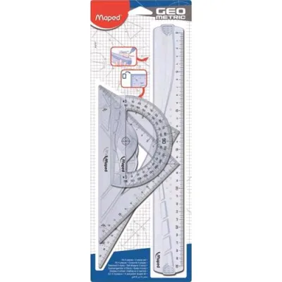 Maped Maxi Kit 4 Pz. 1 Righello + 2 Squadre + 1 Goniometro