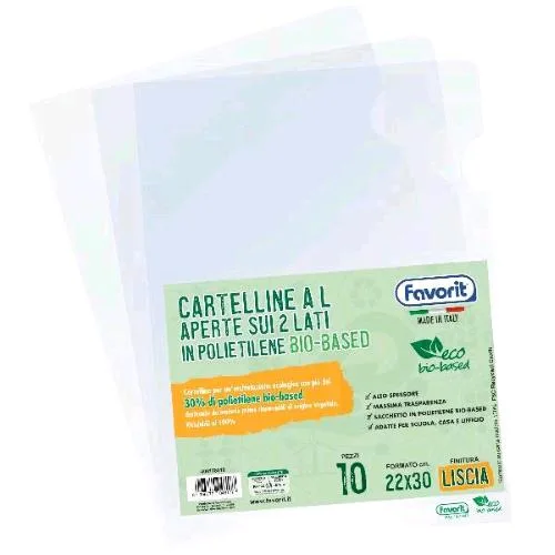 Favorit Eco Buste a L in Polietilene 220X300 mm Finitura Liscia Trasparente Conf 10 Pz.