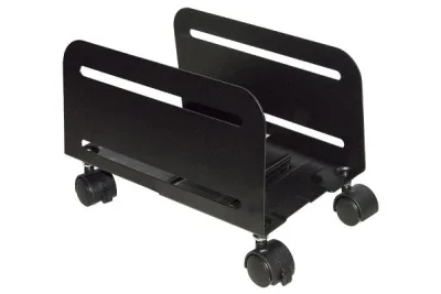 LINK Carrellino Porta PC Regolabile da 11.9 cm a 20.9 cm in Acciaio con Rotelle Nero