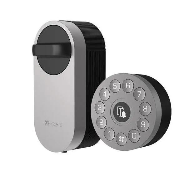 Ezviz DL01S+DL01CP Smart Lock + Tastierino con Codice Numerico o Sensore di Prossimita' Campanello Integrato Allarme Manomissione Grigio