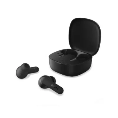 Philips TAT2100 Auricolari True Wireless Bluetooth Piccoli 4 Microfoni Cancellazione del Rumore IPX4 Custodia Ricaricabile Tascabile Nero