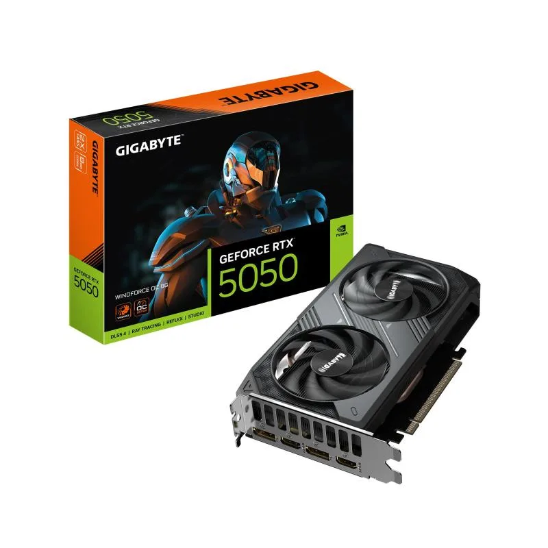 Gigabyte Geforce RTX 5050 Windforce Oc 8GB GDDR6 DLSS4 Dual Fan - PCI Express 5.0 16X 2 x Displayport 2 x HDMI
