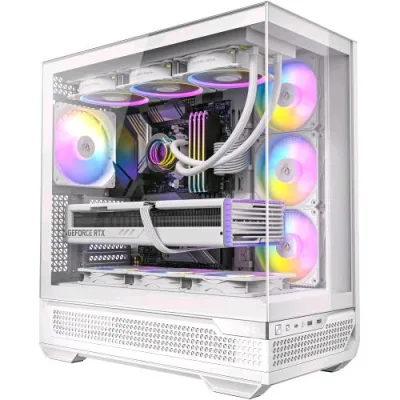 Antec C7 ARGB White Midi Tower Supporto GPU RTX 40 4 Ventole ARGB PWM da 120mm Incluse Raffreddamento Verticale Pannelli Frontali e Laterali in Vetro Temperato Senza Cuciture Bianco