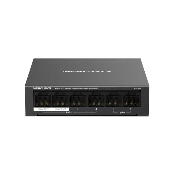 SWITCH DESKTOP MS106P POE 6P GIGABIT RJ45 4POE+ FINO 65W