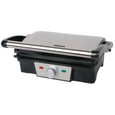 Termozeta Professional Grill Bistecchiera Elettrica 1500W Doppia Piastra Temperatura Regolabile con 2 Vaschette Raccogli Grasso