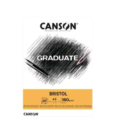 Canson Blocco Bristol A3 Bianco 180 Gr. A3 420 x 297mm 20 Fogli