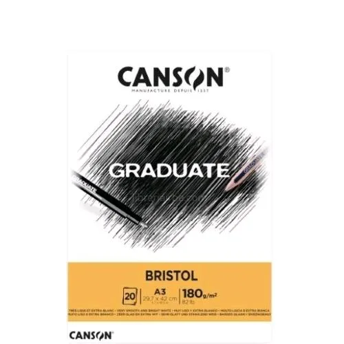 Canson Blocco Bristol A3 Bianco 180 Gr. A3 420 x 297mm 20 Fogli
