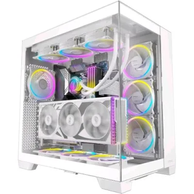 Antec C8 ARGB White Case Gaming ATX 2 Ventole TQR da 160mm e 1 TQ 140mm ARGB PWM Incluse Layout a Doppia Camera Tipo C Supporto Radiatore da 360mm Pannelli Frontali e Laterali in Vetro Temperato Senza Cuciture Compatibile RTX 40 Bianco