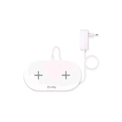 Celly Base di Ricarica Wireless per 2 Dispositivi Bianco