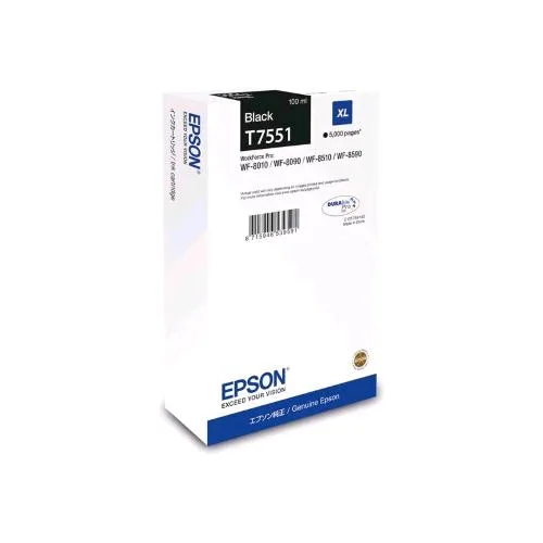 Epson T7551 XL Catuccia Ink Nero per Workforce Pro WF-8010, WF-8090, WF-8090 D3TWC, WF-8510, WF-8590, WF-8590 D3TWFC