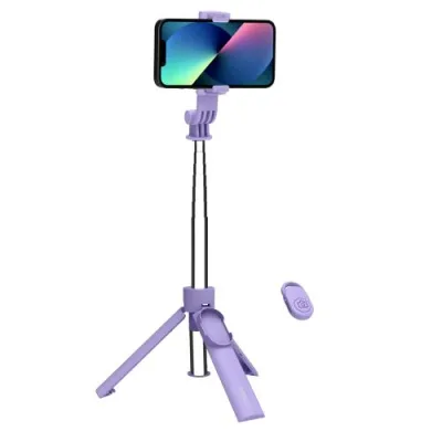 Celly Selfie Stick Asta Telescopica Wireless Treppiedi Integrato per Smartphone fino a 7" Viola