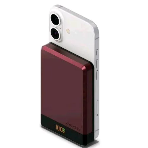 Cygnett Magslim Power Bank 10.000mAh Ricarica Wireless Compatibile con Magsafe e Qi Cherry Red