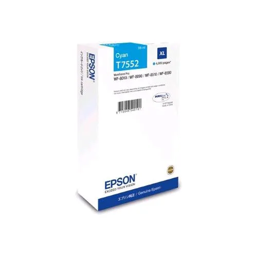 Epson T7552 Durabrite Pro Cartuccia Ink Ciano XL 39 ml per Workforce Pro WF-8010, WF-8090, WF-8090 D3TWC, WF-8510, WF-8590, WF-8590 D3TWFC