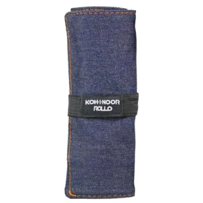 KOH-I-NOOR Astuccio Arrotolabile in Jeans 24 Scomparti Chiusura con Velcro Blu Conf 12 Pz.