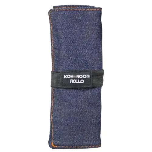 KOH-I-NOOR Astuccio Arrotolabile in Jeans 24 Scomparti Chiusura con Velcro Blu Conf 12 Pz.