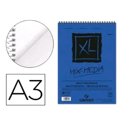 Canson Blocco XL Mix Media A3 Album Spiralato Lato Corto 30 Fogli 297X420 mm 300 g Blu