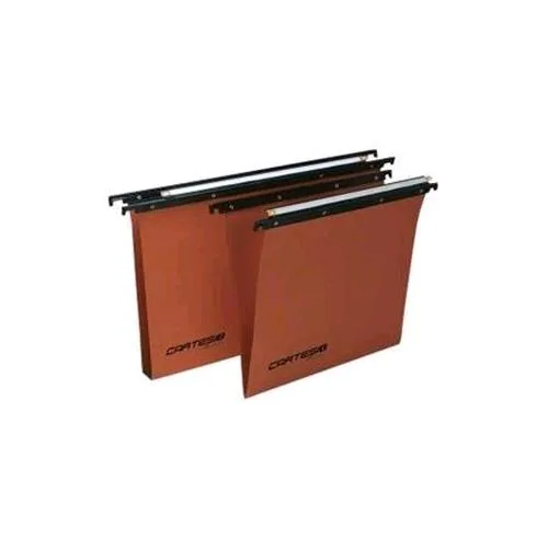 Bertesi Cartesio Cartelle Sospese per Cassetto in Cartoncino Interasse 330mm Fondo a V Col. Arancio Conf 50 Pz.