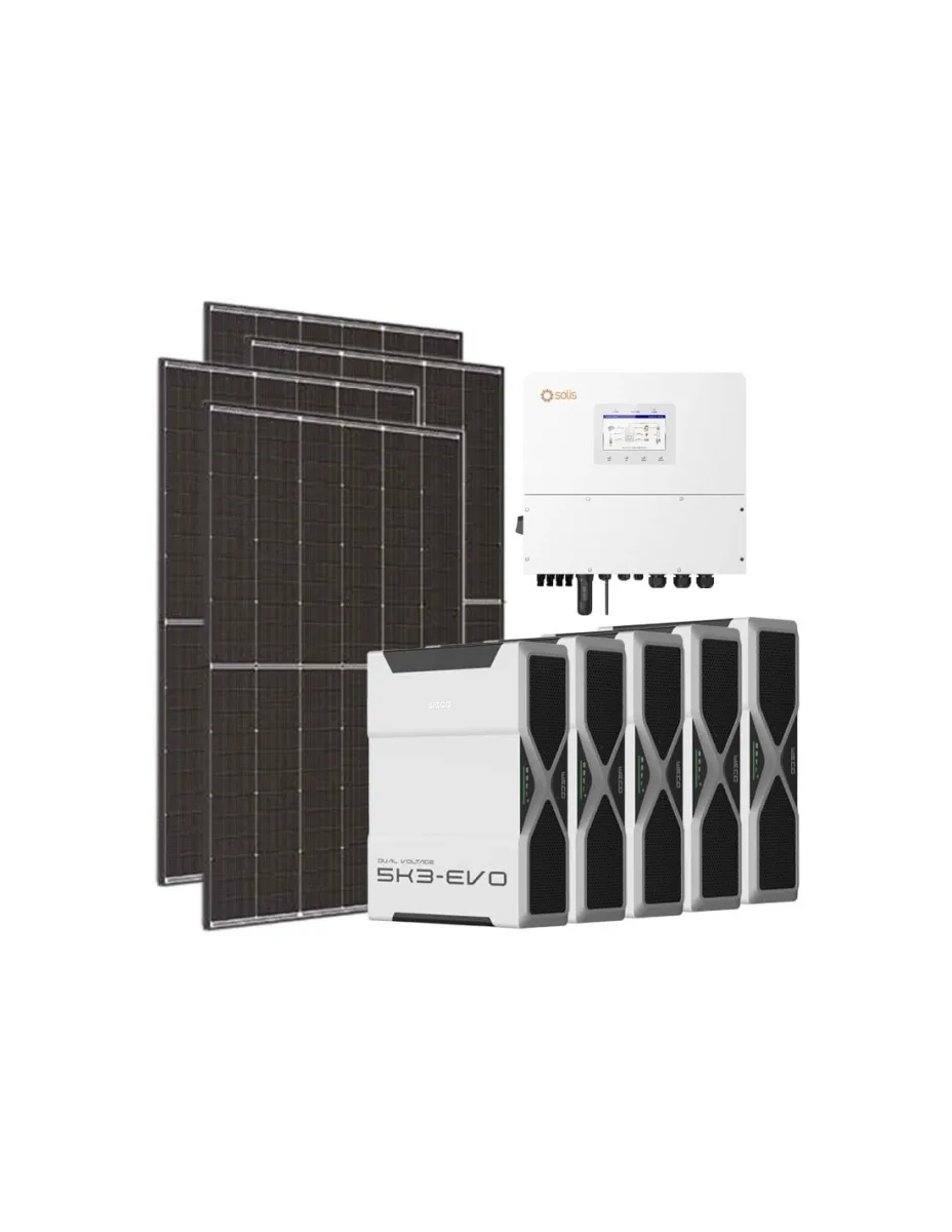 Kit fotovoltaico trifase 15300W inverter 15kW Solis batteria litio 26.1kWh Weco EVO 5k3