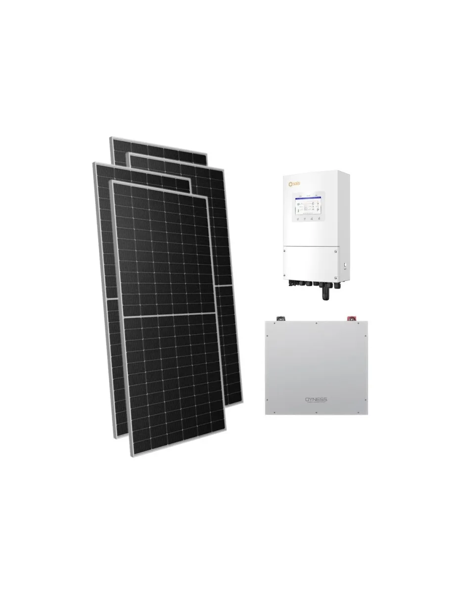 Kit fotovoltaico monofase 5950W inverter 5kW Solis batteria al litio 5.12kWh Dyness DL5.0C