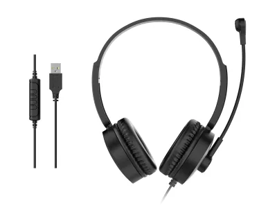 CUFFIA C/MICROFONO USB BK CONTR.REMOTO CAVO 2MT