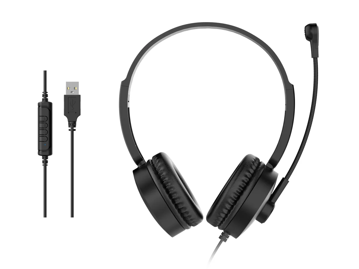 CUFFIA C/MICROFONO USB BK CONTR.REMOTO CAVO 2MT