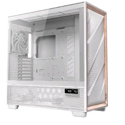 Antec Flux Pro Full Tower e-ATX ATX, Micro-ATX, Itx Frontale Alto Flusso con Inseri in Legno di Betulla Pannello Laterale Trasparente Bianco
