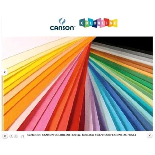 Canson Colorline Cartoncini Colorati 50X70 mm 220 g Col. Turchese Conf 25 Pz.