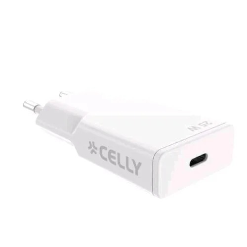 Celly Slimtc Caricabatterie da Rete Gan Ultraslim 25 W USB-C Bianco