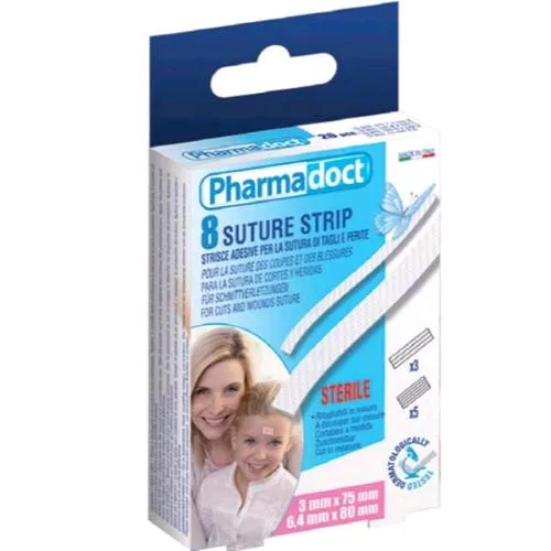 Gima Pharmadoct Strip Sutura Sterili Misure Assortite Bianco Conf 8 Pz.