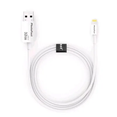 Photofast PBCU332GB Cavo Backup Foto con Chiavetta USB 3.0 32GB Interfaccia Lightning/USB 3.0 Lunghezza 1m Colore Bianco