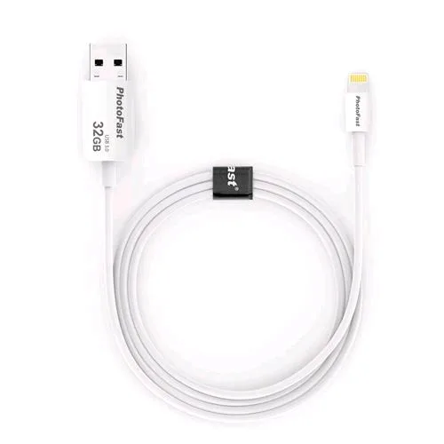 Photofast PBCU332GB Cavo Backup Foto con Chiavetta USB 3.0 32GB Interfaccia Lightning/USB 3.0 Lunghezza 1m Colore Bianco