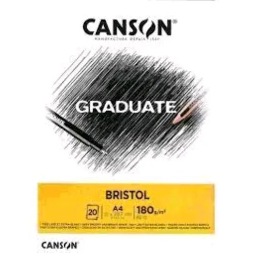 Canson Graduate Blocco Bristol 180 g 21X29.7MM A4 20 Fogli Bianco