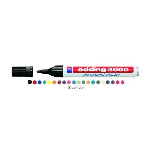 Edding 3000 Marcatore Permante Nero Punta Conica 1.50/3 mm Conf 10 Pz.