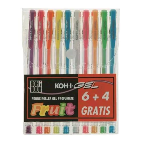 KOH-I-NOOR Fruit Penna Roller a Gel Col. Assortiti Punta Conica 0.80mm Conf 10 Pz.