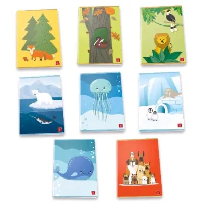 Pigna Animaliamo Quaderno Punto Metallico 80g 210X297 mm A4 20 Fogli a Righe 0B Fantasie Assortite Conf 10 Pz.