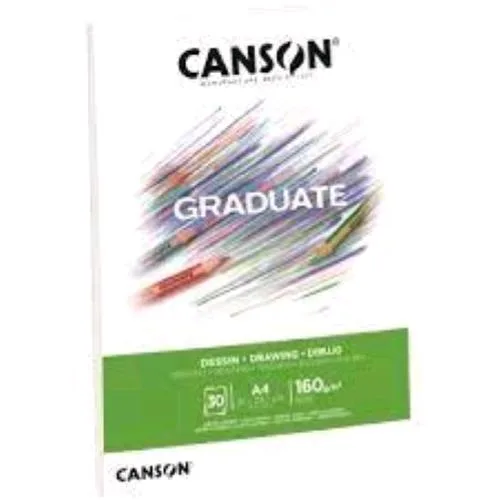 Canson Graduate Blocco Collato 160g 14.8X21 cm A5 30 Fogli Bianco