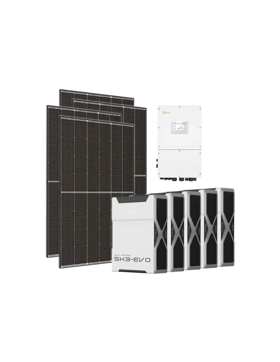 Kit fotovoltaico trifase 30600W inverter 30kW Solis batteria litio 26.1kWh Weco EVO 5k3