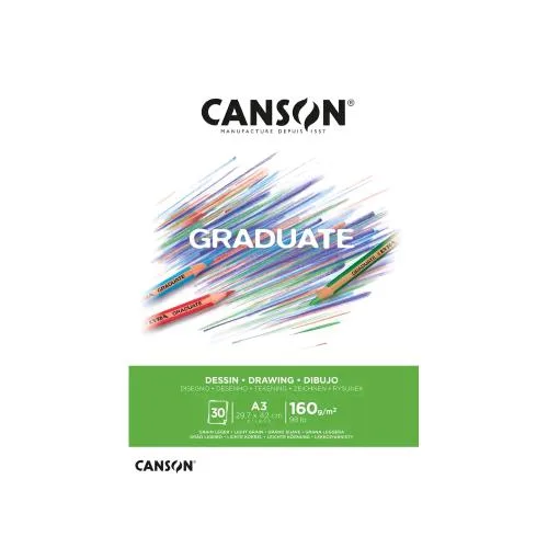 Canson Graduate Blocco da Disegno 30 Fogli 160 g A3 Bianco