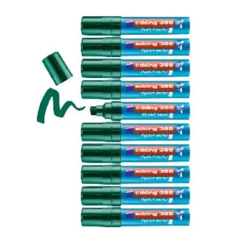 Edding 388 Pennarello per Lavagna in Carta Punta Smussata 4/12 mm Verde Conf 10 Pz.