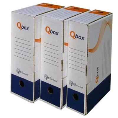 Bertesi Q Box Scatola Archivio A4 D8 mm 80X330X250 Colore Binco/Blu Conf. 25 Pz.