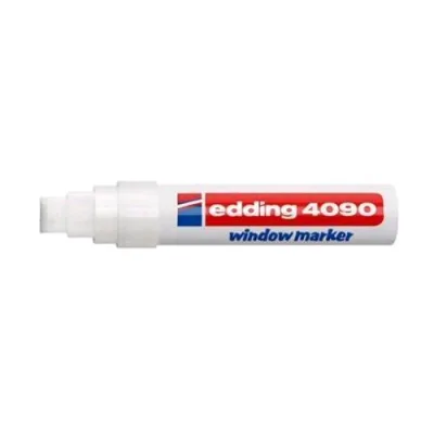 Edding 4090 Marcatore per Vetro Punta a Scalpello 4/15 mm Bianco Conf 5 Pz.