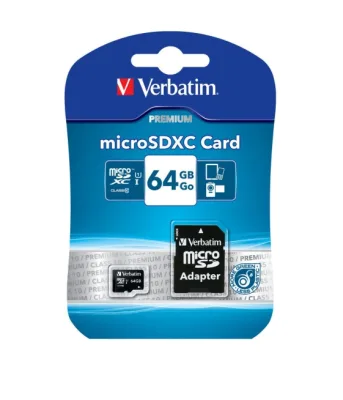 Verbatim Micro SD XC 64GB Classe 10 con Adattatore SD
