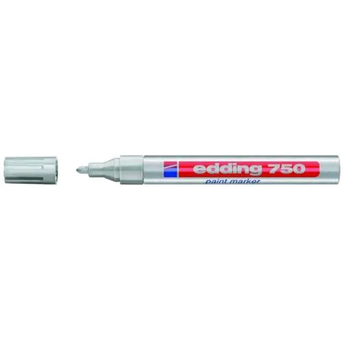 Edding 750 Marcatore Permanente a Vernice Argento Punta Tonda 2/4 mm Conf 10 Pz.