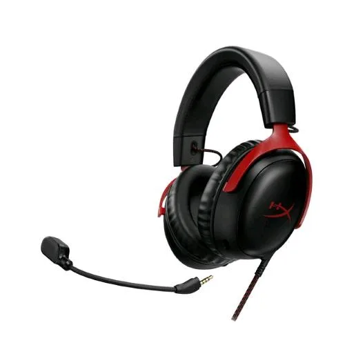 Hyperx Cloud III Cuffie Gaming Cablate PC PS5 Xbox Series X|S Driver Angolati da 53mm DTS Memory Foam Telaio Robusto Microfono Cristallino da 10mm USB-C USB-A 3.5mm Nero Rosso