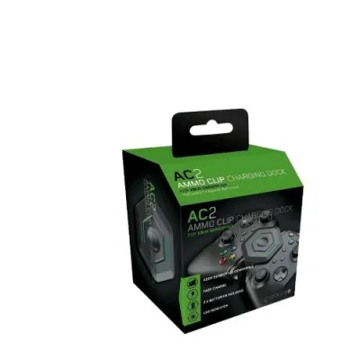 Gioteck Ammo Clip Charger Xbox Stazione di Ricarica con Due Batterie da 600mAh USB-C Alimenta Due Controller Xbox Series X|S Contemporaneamente Nero